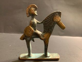 Antique Cast Iron Toy Roman Warrior On Horse