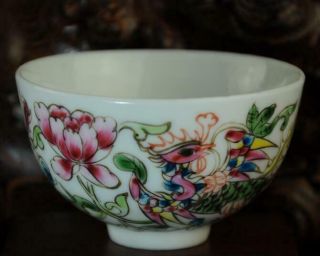 Chinese Handwork Old Famille - Rose Porcelain Hand Painted Phoenix Bowl /aa02c