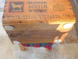 Old Antique White Horse cellar Scotch Whiskey Wooden Crate Box Wood VERY GOOD 3