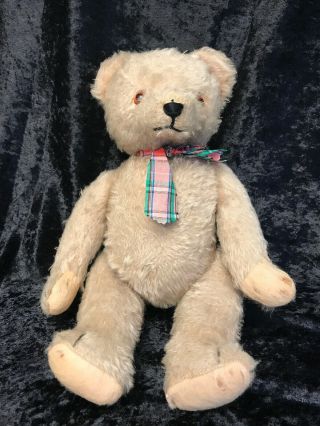 15 " Antique Steiff Straw Stuffed Mohair Jointed Teddy Growler Amber Color Eyes