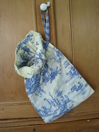 Vintage Blue Toile De Jouy Shoebag Shoe Bag