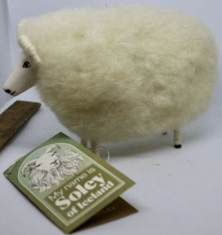 Vintage Soley Of Iceland Natural Fur Sheep To Display With Antique Dolls