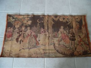 Antique Tapestry The Dance Party Wall Hanging Made In Belgium 37 " X 19 "