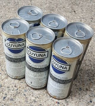 Rare 6 Pack Vintage Cuyuna 50/1 Two Cycle Engine Oil Six Full Cans Pull Tab Top