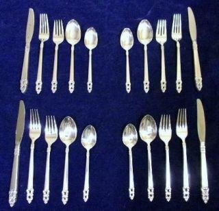 1847 Rogers King Frederik Royal Empress 20 Piece Service For 4 Silverplate 1969