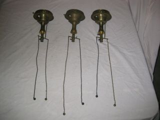 3 Rare Welsbach Company Gas Lamp Light Parts Antique Decor Brass No.  6 Reflex