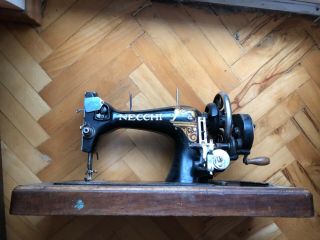 Necchi,  Rare Vintage Antique Hand Crunk Sewing Machine