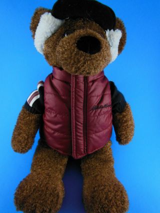 Eddie Bauer 13 " Teddy Bear With Sweater Vest Jacket & Hat Rare