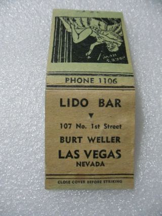 Las Vegas Rare Early Lido Bar Casino Lounge Club Dancing Girly Matchbook Cover