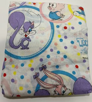 Vintage 1992 Warner Bros.  Tiny Toon Adventures Twin Fitted Bed Sheet Rare