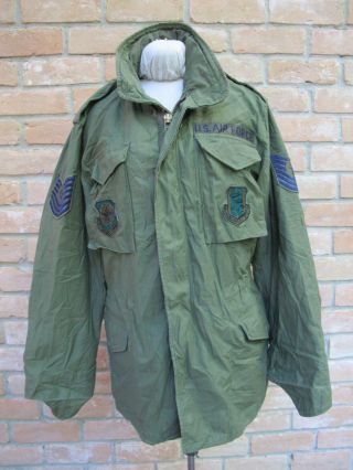 Vintage 1973 Vietnam Era Us Air Force Usaf Named M - 65 Jacket,  Small Long,  Good