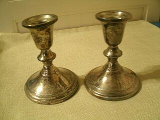2 Vintage Towle Sterling Silver 734 Weighted Candle Sticks 4 - 1/2 " Pair