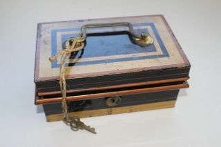 Vintage Metal Lockable Box With Key