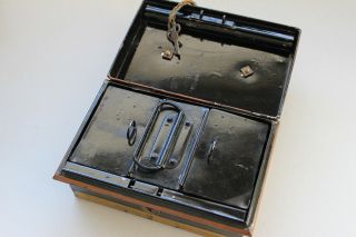 Vintage Metal Lockable Box with Key 2
