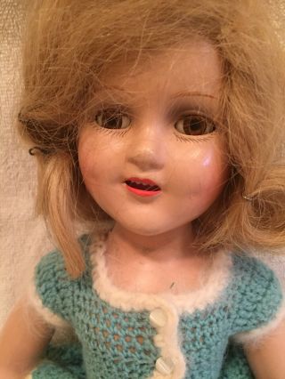 Vintage Composition Sonja Henie Doll With Skates Sleepy Eyes & Teeth 2