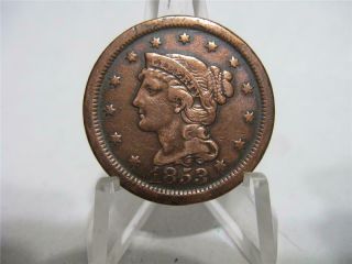 Extremely Very Very Rare 1853 Large Cent Extra Fine Nmf369