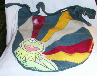 Rare Kermit The Frog F.  A.  B Starpoint York 2007 Leather & Denim Shoulder Bag