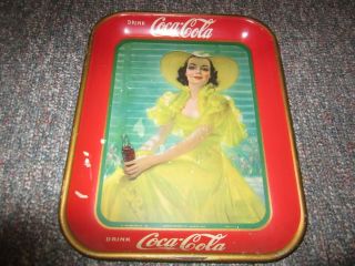 Antique Coca Cola Tray Coke Girl Bar Soda General Store Pin Up Pepsi Drug Store