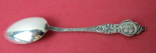 Clover Indian Swastica Wishbone GOOD LUCK Sterling Silver Souvenir Spoon 5 1/2 