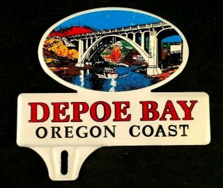 Vintage Depoe Bay Oregon Coast License Plate Topper Rare Old Advertising Sign