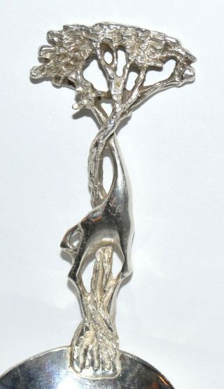 Vintage Figural Sterling Silver Tea Caddy Spoon Grazing Giraffe