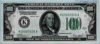 1928k $100 U.  S.  Federal Reserve Note Dallas - Rare &