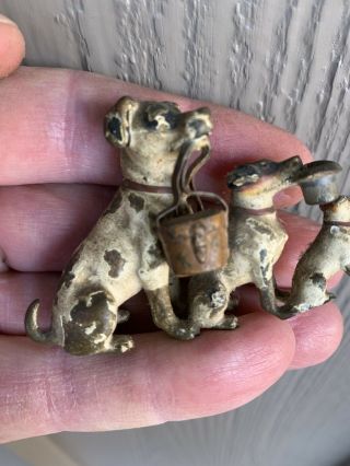 Antique Cast Iron Set Of (3) Dogs Mini Size 2.  375” ADORABLE 2