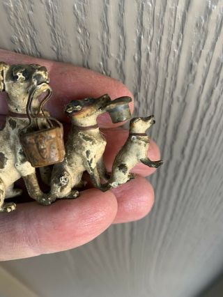 Antique Cast Iron Set Of (3) Dogs Mini Size 2.  375” ADORABLE 3