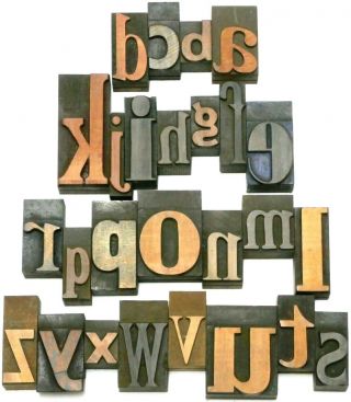 Letterpress Wood Type Mixed Lowercase Alphabet 26pcs Rare Selection