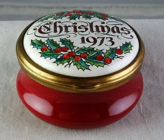 Rare Bilston & Battersea Halcyon Days 1973 Christmas Enamel Trinket Box