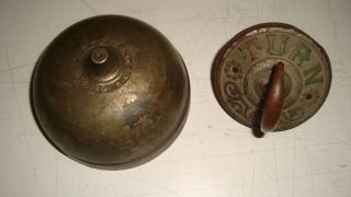 Antique Victorian Mechanical Brass Doorbell Crank Lever