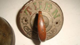 Antique Victorian Mechanical Brass Doorbell Crank Lever 3