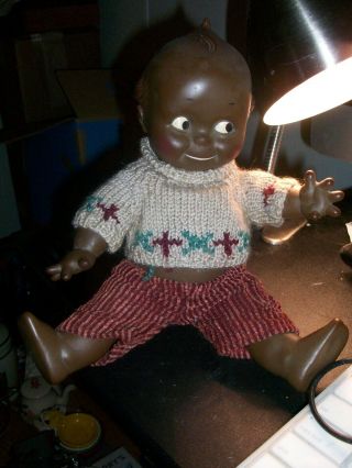 Vintage Jesco Cameo African American Black Kewpie Boy Doll Articulated 12 Inches