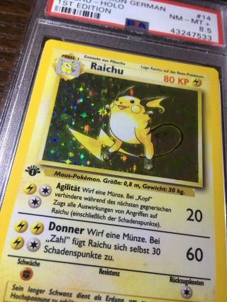 Pokemon German Raichu Holo Rare 1st Edition 14/102 PSA 8.  5 2