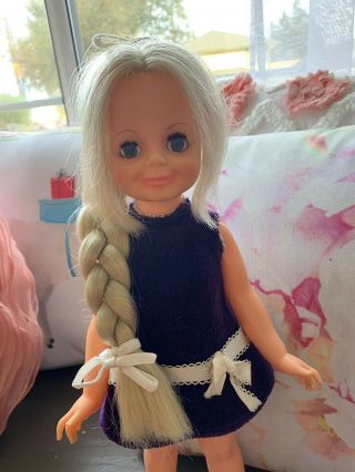 Vintage 1970’s Ideal Crissy Velvet Doll Dress/hair