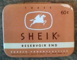 Vintage Sheik Brand Prophylactics Condom Tin - Rare Color