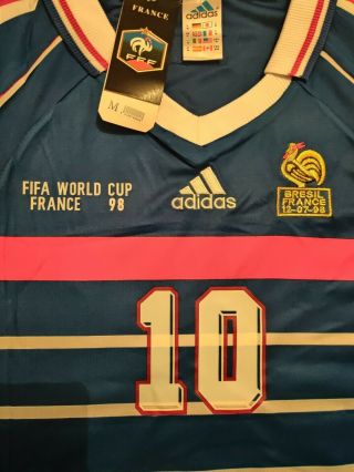World Cup FINAL1998 Retro Classic FRANCE 98 ZIDANE 10 Jersey Shirt.  Rare.  Medium 3