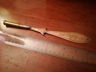 Rare 1st World War Remembrances Personalised Trench Art Letter Opener.
