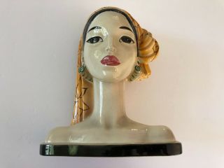 Signed Vintage Goldcrest Ceramics Usa Goldscheider Balihead By Barbara Baldwin