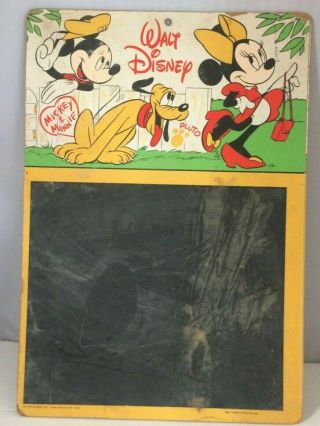 Rare Old Vintage Walt Disney Mickey & Minnie Mouse Chalkboard Pluto 1950 - 60 