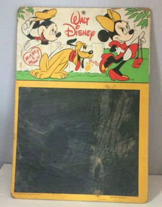 Rare Old Vintage Walt Disney Mickey & Minnie Mouse Chalkboard Pluto 1950 - 60 ' s 2
