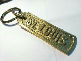 Rare Brass? Vintage St.  Louis Keychain Metal Rectangular Made In Usa Souvenir