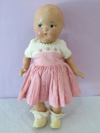 Vintage Early 1940s Vogue Toddles Composition Pre - Ginny Doll Co.  With Rare Dress
