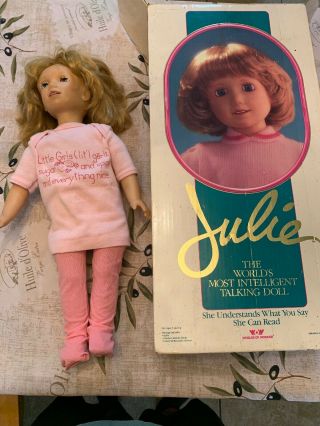 1987 Rare Vintage Worlds Of Wonder Interactive Julie Talking Doll.