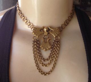 Vintage Necklace Antique Art Deco Chandelier Pendant W/ Bookchian Collar