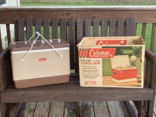 Rare Coleman Vintage Snow Lite Cooler 5253 - 709 Color Butternut W/original Box