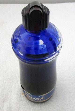 Antique Parker Quink Ink Bottle For Desks W/bakelite Top (a260)