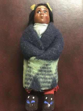 Rare Vintage Skookum Native American Indian Doll 7 In Great Face Collectible