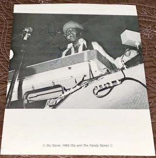 Sly Stone Signed Vintage 9.  5x7.  5” Black & White Book Photo Picture Family Rare