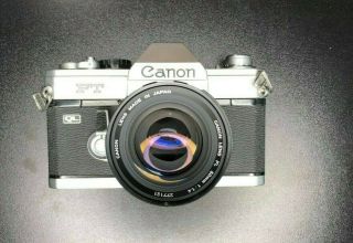 Canon Ft Ql 35mm Slr Film Camera With 50 Mm Lens Kit - - Rare